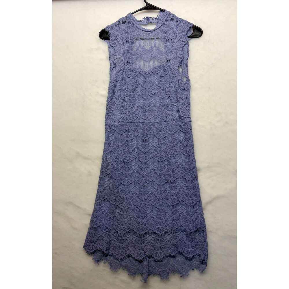 Free People Intimately Daydream Lace open back high neck  dress in periwinkle s